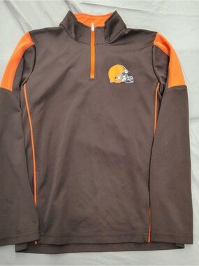 NFL Cleveland Brown Kids Quarter-Zip Pullover with Logo Boys Size 10/12